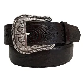 1 1/2" Exotic Ostrich Print with Tooled Billets Belt