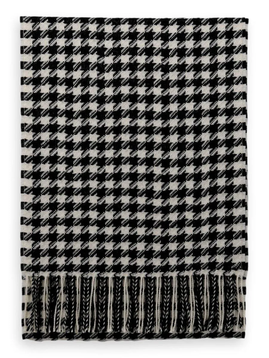 100% Baby Alpaca Scarf - Houndstooth - Black/White