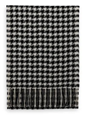 100% Baby Alpaca Scarf - Houndstooth - Black/White
