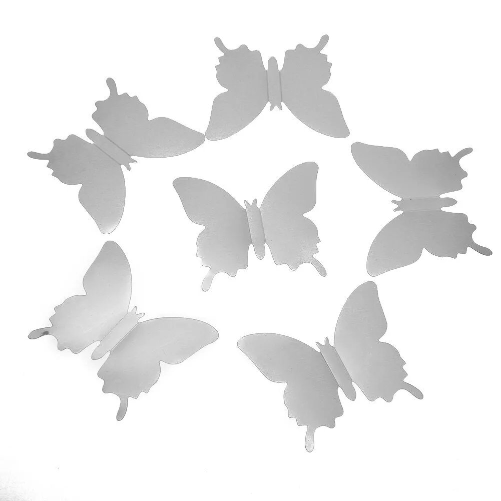 12Pcs/lot 3D Mirror Wall Stickers Butterflies Decoration PVC Art Sticker Living Room Bedroom Adhesive Wall Pappers