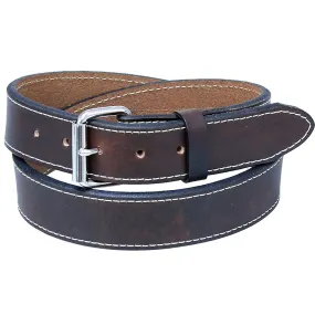 Double Thick Extra Heavy Brown Leather Belt Stitched #BTA2143XXN