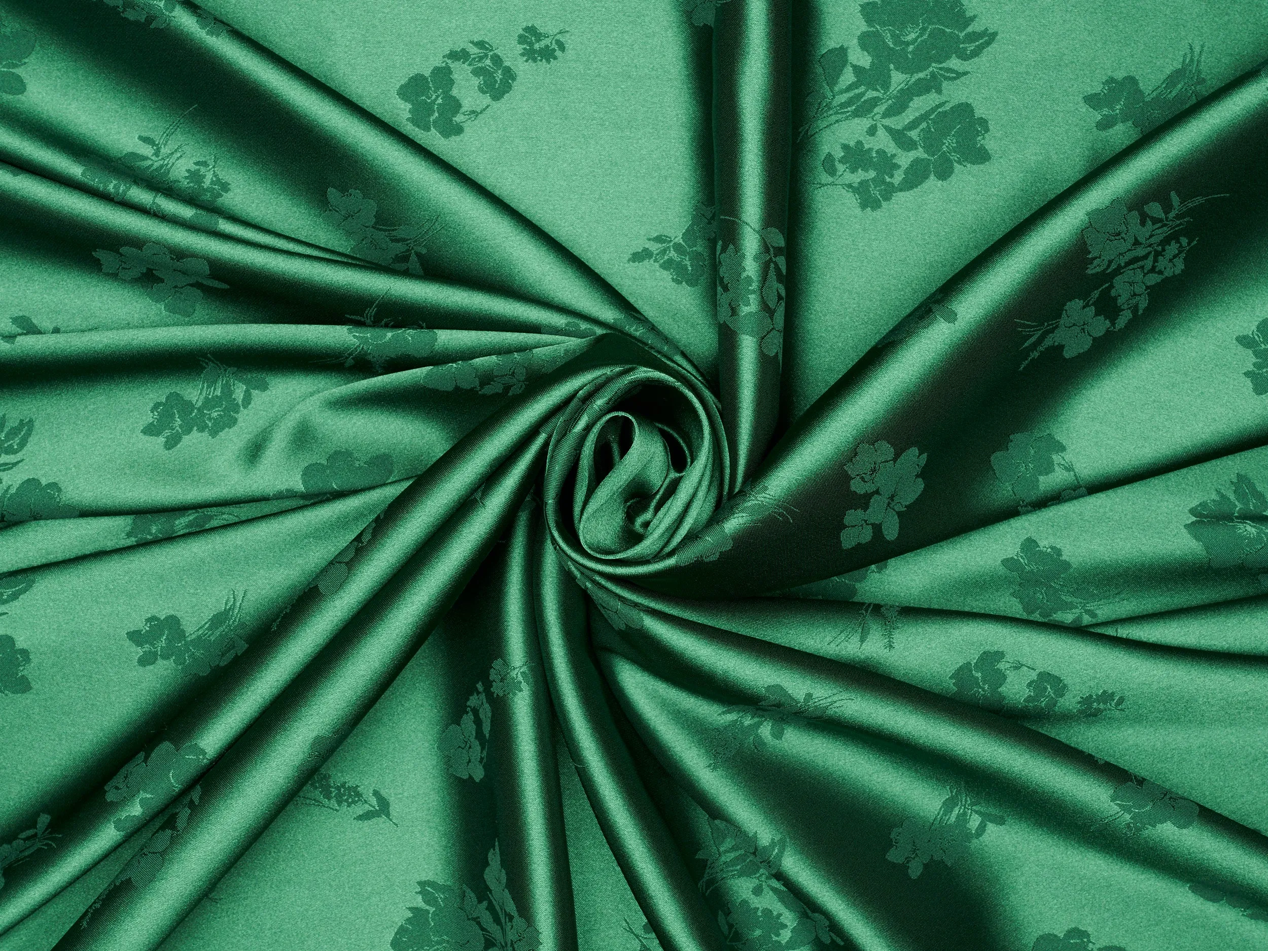 EMERALD lightweight silky jacquard satin -  fabric by the yard - Floral  jacquard pattern -