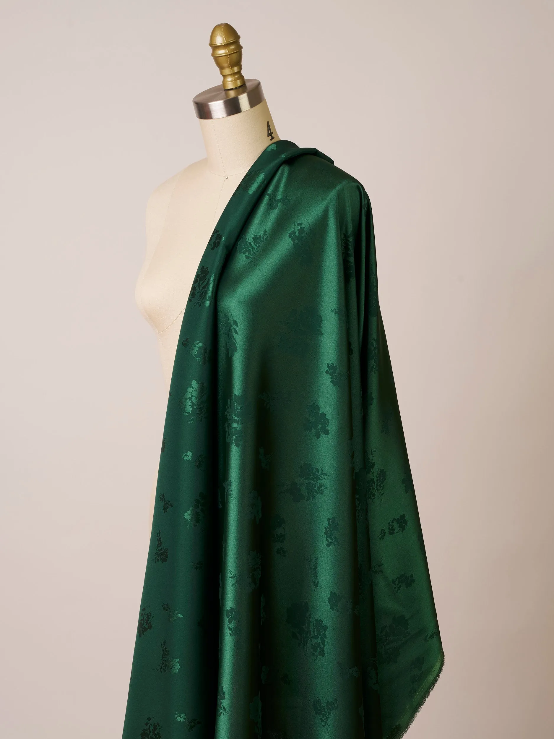 EMERALD lightweight silky jacquard satin -  fabric by the yard - Floral  jacquard pattern -