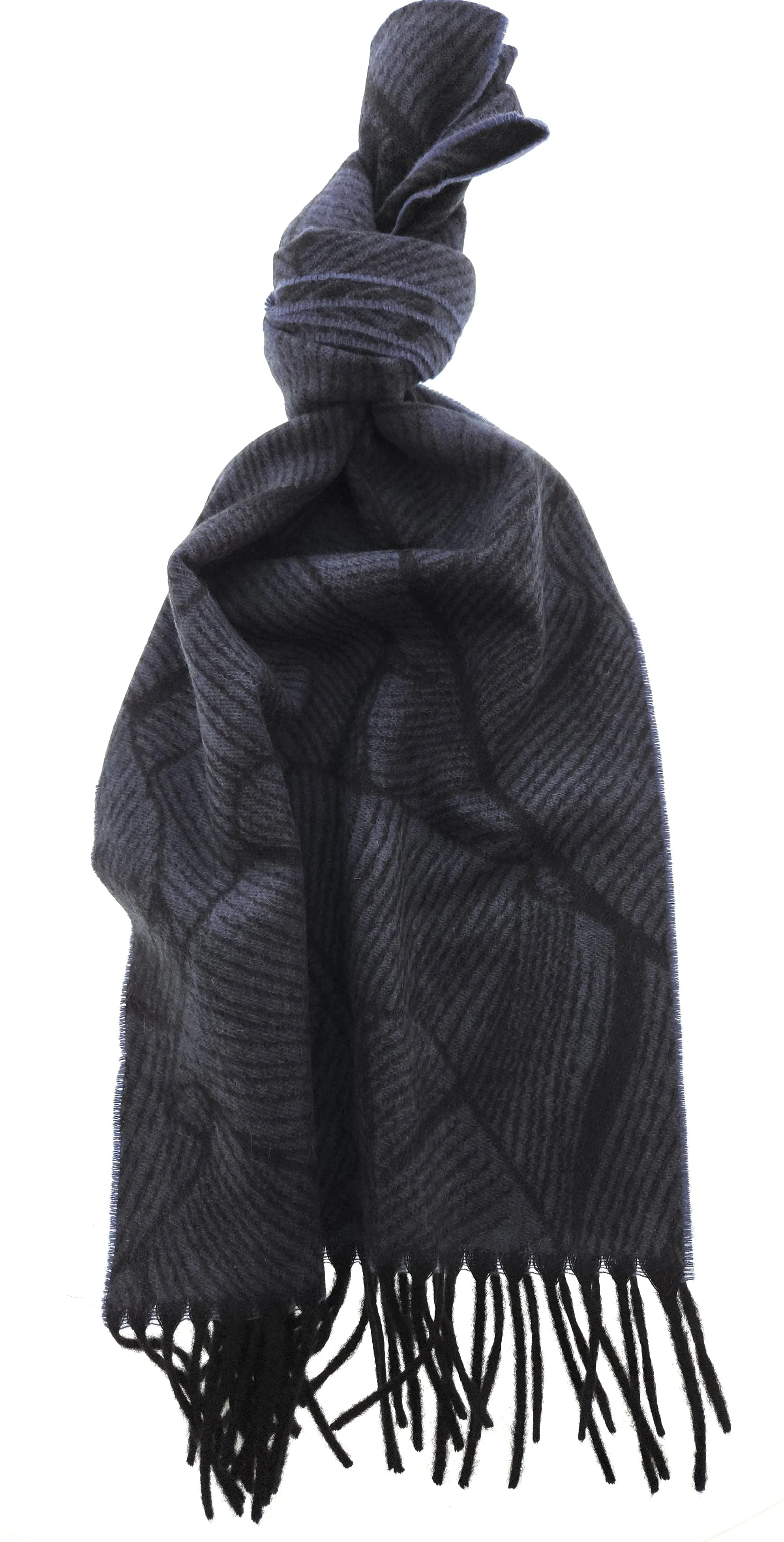 Lanvin Blue Patterned Pure Cashmere Scarf