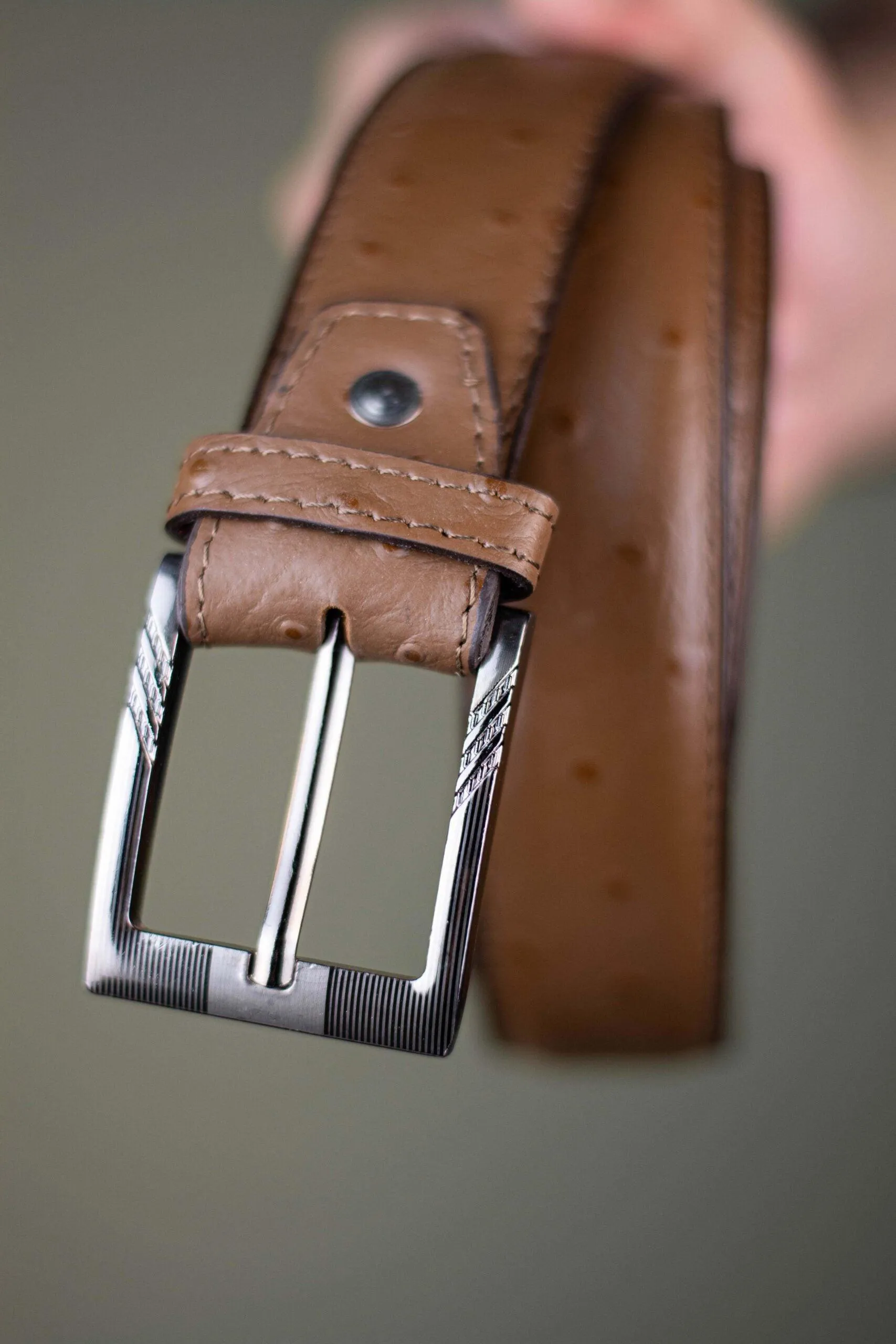 The Ostrich - Leather Belt - Cappuccino