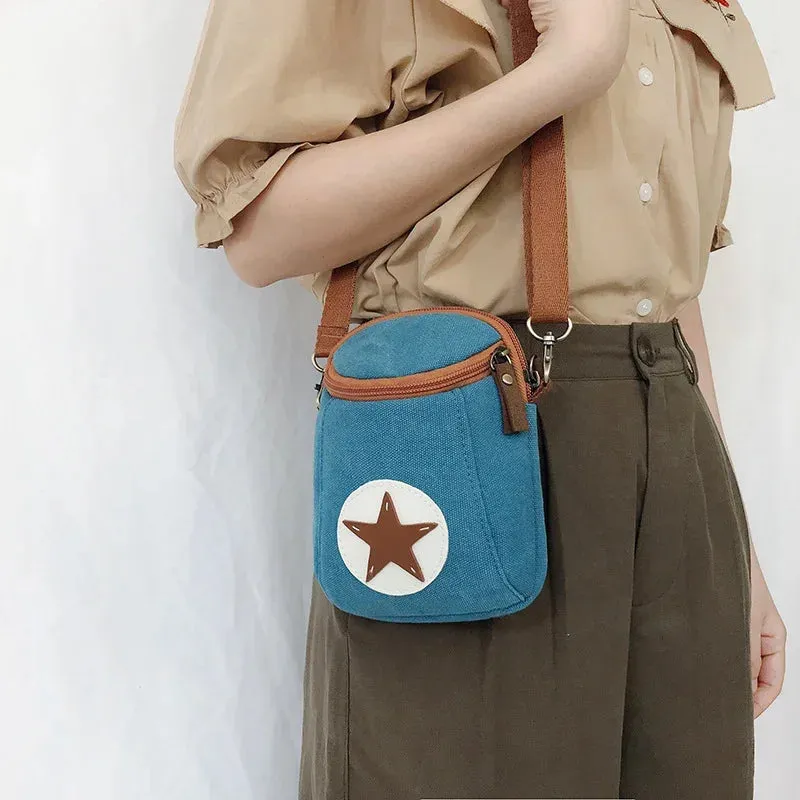 UAKISS  -  2024 New Vintage Cell Phone Bags All Match Streetwear Star Mini Canvas Bag Casual Women Trendy Simple Y2k Ins Handbags Crossbody