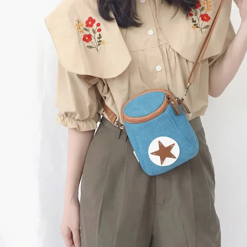 UAKISS  -  2024 New Vintage Cell Phone Bags All Match Streetwear Star Mini Canvas Bag Casual Women Trendy Simple Y2k Ins Handbags Crossbody