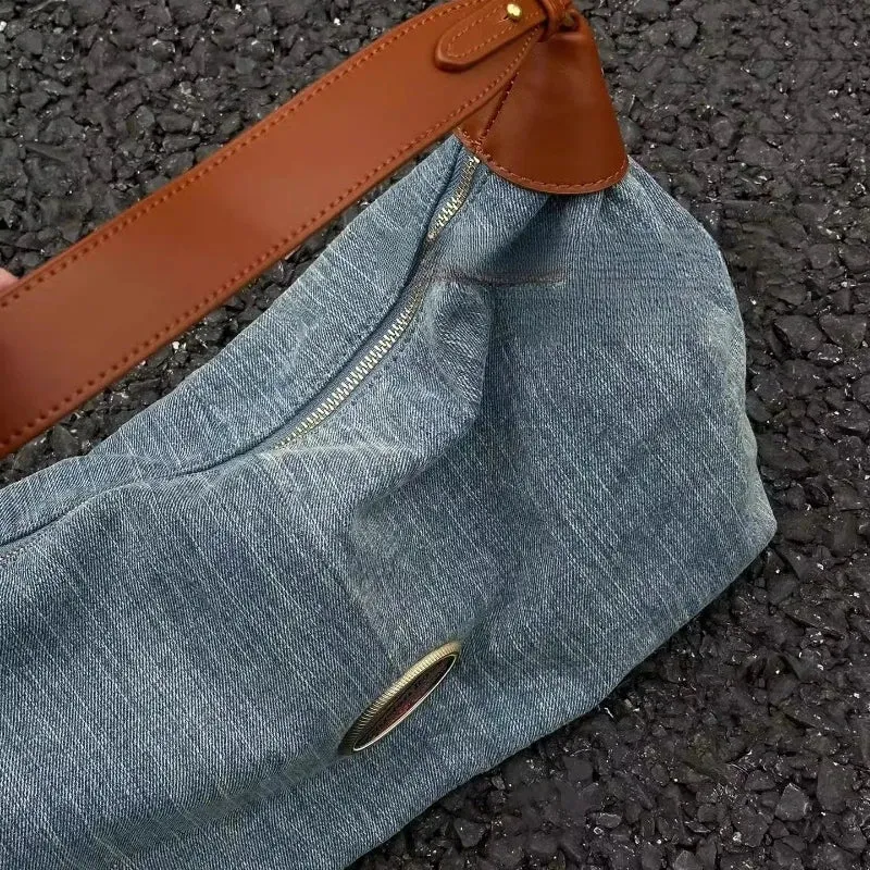 UAKISS  -  2024 New Y2k Aesthetic Denim Women's Handbags Casual All Match Streetwear Shoulder Bags Trendy Fashion Ins Female Underarm Bag