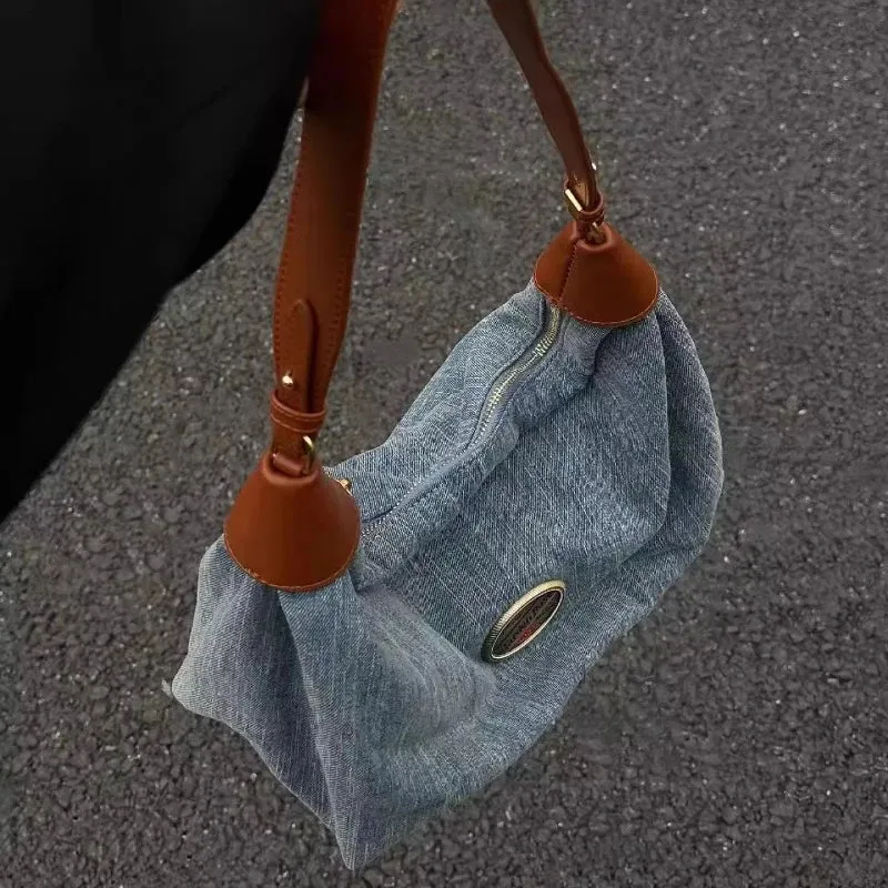 UAKISS  -  2024 New Y2k Aesthetic Denim Women's Handbags Casual All Match Streetwear Shoulder Bags Trendy Fashion Ins Female Underarm Bag