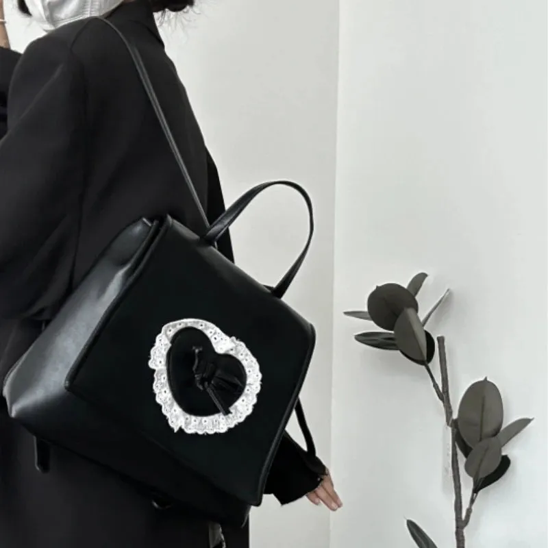 UAKISS  -  Backpacks for Women 2024 New Heart Bow Students Fashion Schoolbags Sweet Y2k Aesthetic Chic Kawaii Trendy Backpack Korean Female