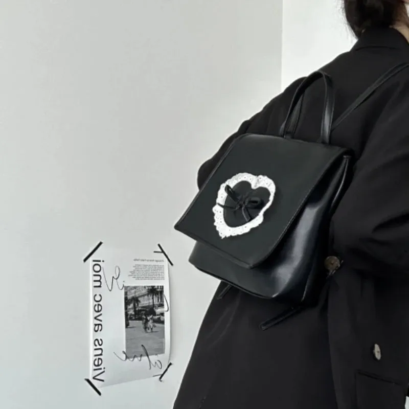 UAKISS  -  Backpacks for Women 2024 New Heart Bow Students Fashion Schoolbags Sweet Y2k Aesthetic Chic Kawaii Trendy Backpack Korean Female