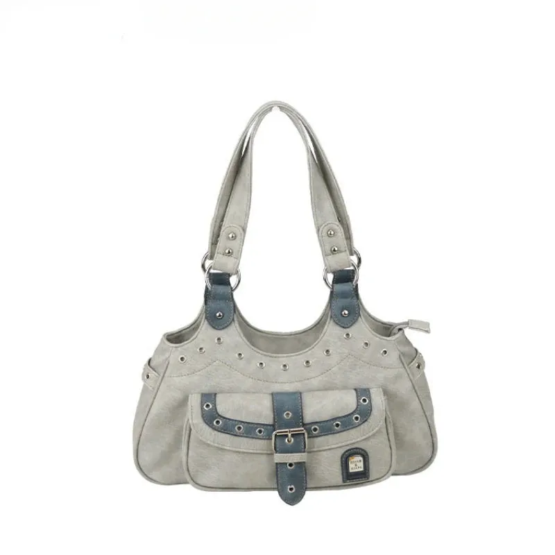 UAKISS  -  Fashion Patchwork Streetwear Shoulder Handbags Women Vintage Trendy All Match Underarm Bag 2024 Y2k Aesthetic Casual Tote Bags