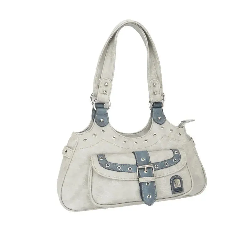 UAKISS  -  Fashion Patchwork Streetwear Shoulder Handbags Women Vintage Trendy All Match Underarm Bag 2024 Y2k Aesthetic Casual Tote Bags