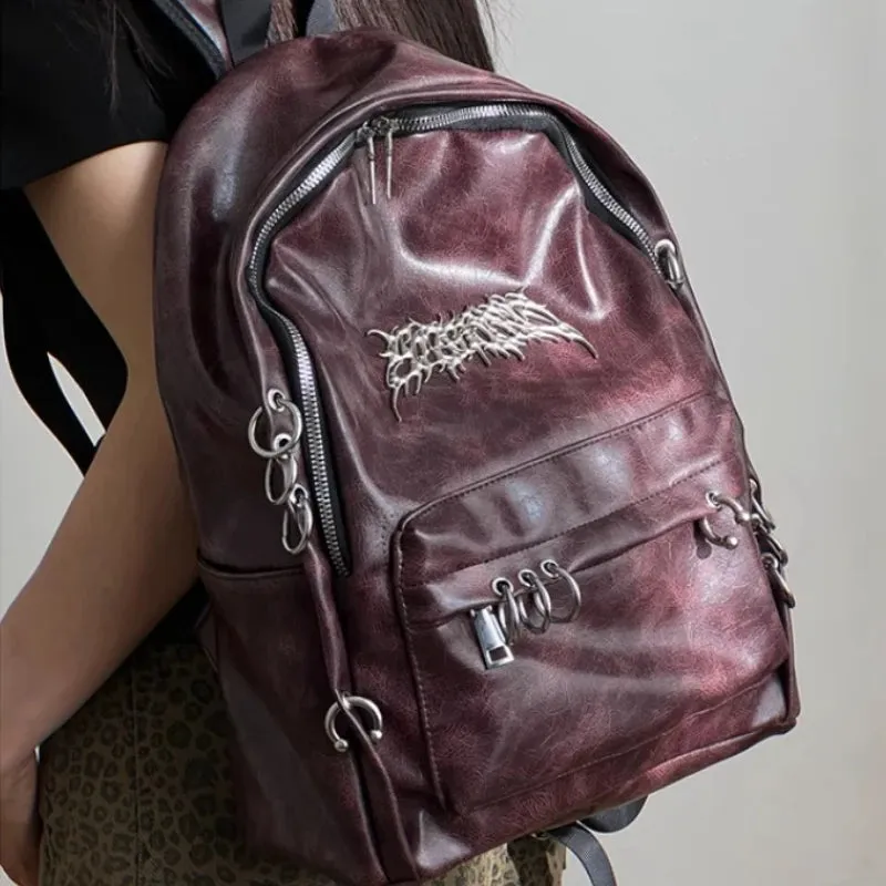 UAKISS  -  Personality Punk Gothic Women Backpack Y2k Aesthetic Trendy Vintage Schoolbags All Match Fashion Casual Backpacks for Students