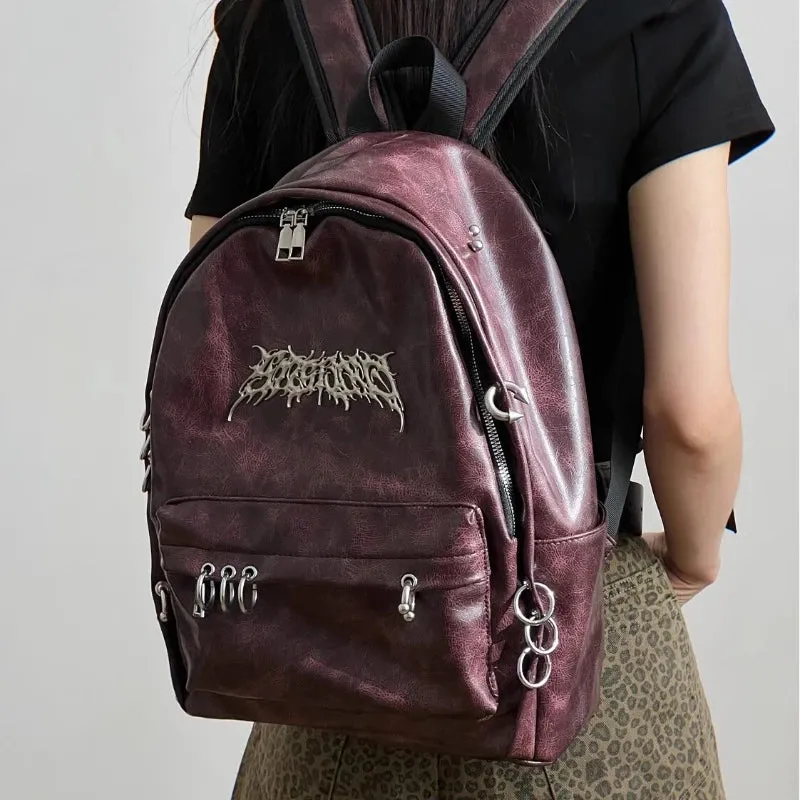 UAKISS  -  Personality Punk Gothic Women Backpack Y2k Aesthetic Trendy Vintage Schoolbags All Match Fashion Casual Backpacks for Students