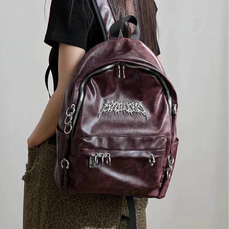 UAKISS  -  Personality Punk Gothic Women Backpack Y2k Aesthetic Trendy Vintage Schoolbags All Match Fashion Casual Backpacks for Students