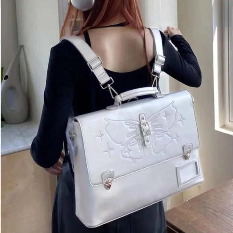 UAKISS  -  Streetwear Fashion Y2k Aesthetic Backpack Casual Women Vintage Jk Schoolbags Trendy All Match Butterfly Backpacks for Students