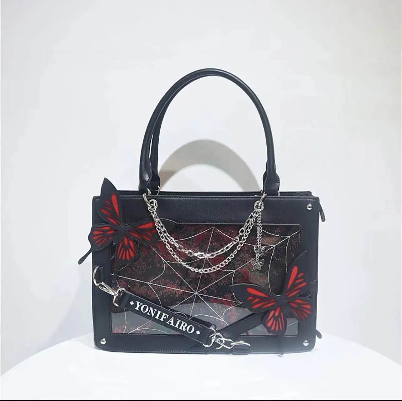 UAKISS  -  Sweet Y2k Lolita Butterfly Chain Shoulder Bags Trendy Gothic Harajuku Ita Bag Japanese Chic Women Transparent Handbags Crossbody