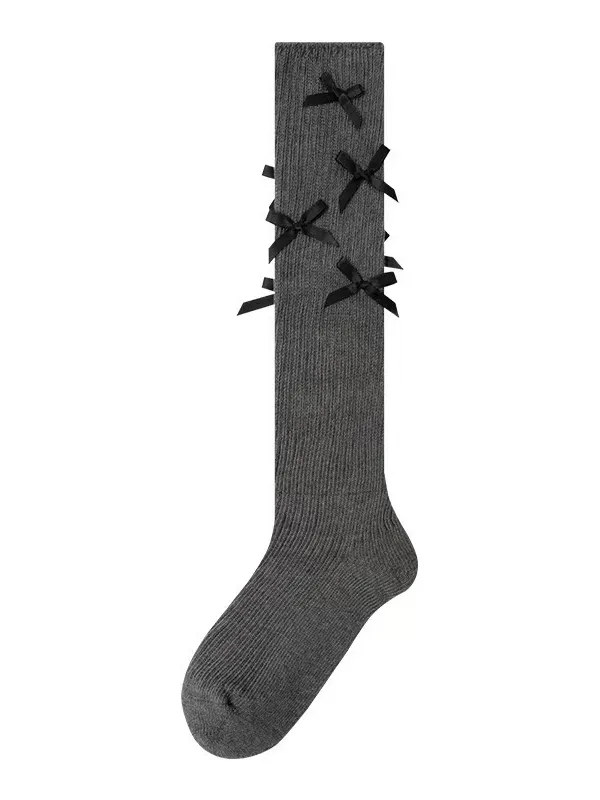 White Sweet Bowknot Calf Socks